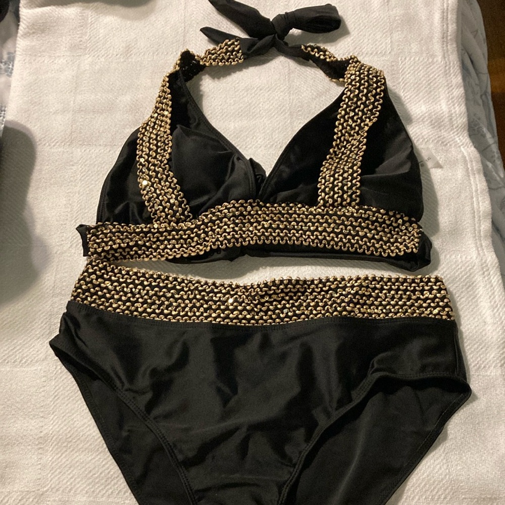 Black and Gold Bikini Set